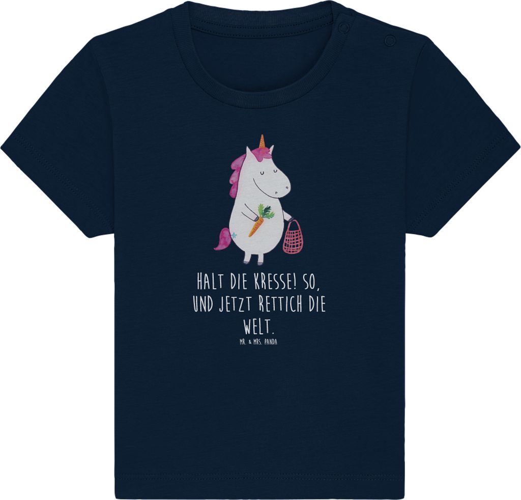 Mr. & Mrs. Panda T-Shirt Einhorn Gemüse 0. - 6. Monat - French Navy - Geschenk, Kleinkind, Wochenmarkt, Babyshirt, Kinder Shirt, Unicorn, Baby Jer...