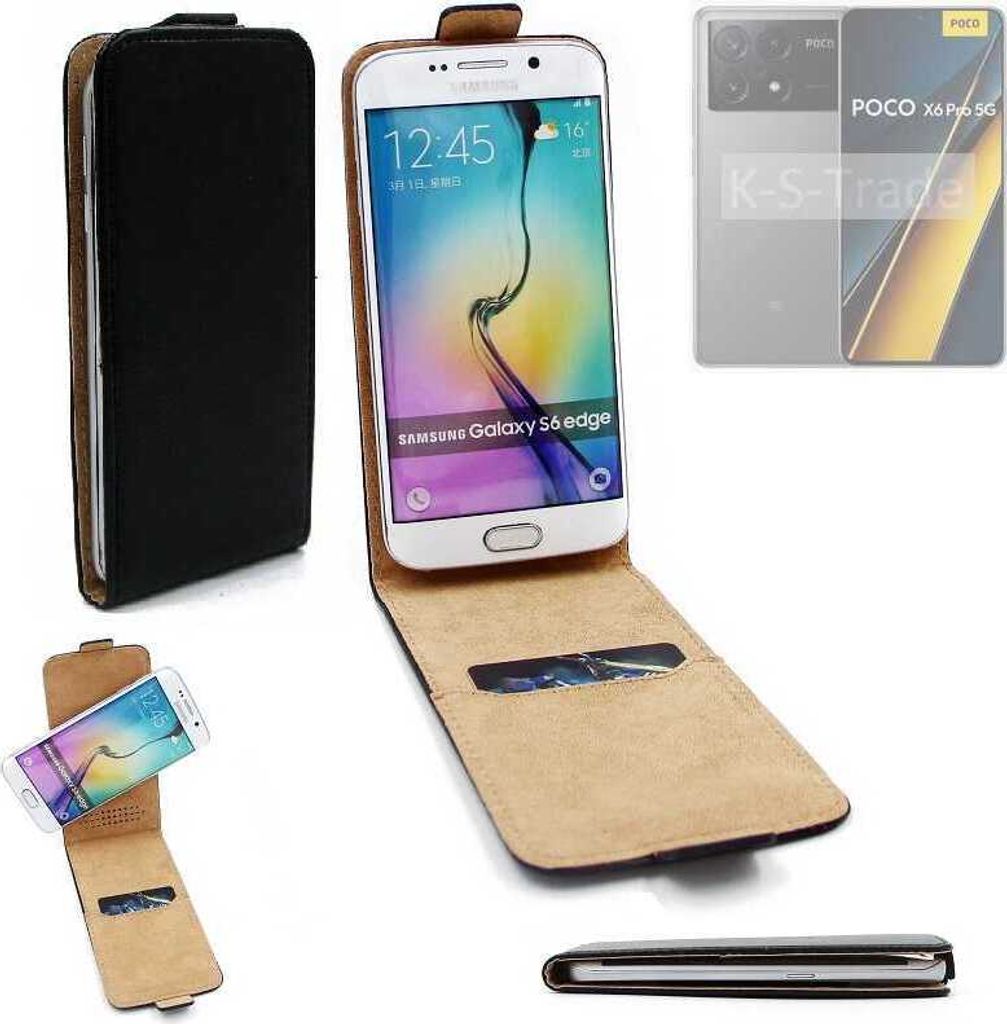 K-S-Trade Schutzhülle Handyhülle kompatibel mit Xiaomi POCO X6 Pro 5G Flipstyle 360° Smartphone Tasche, schwarz, Case Flip cover