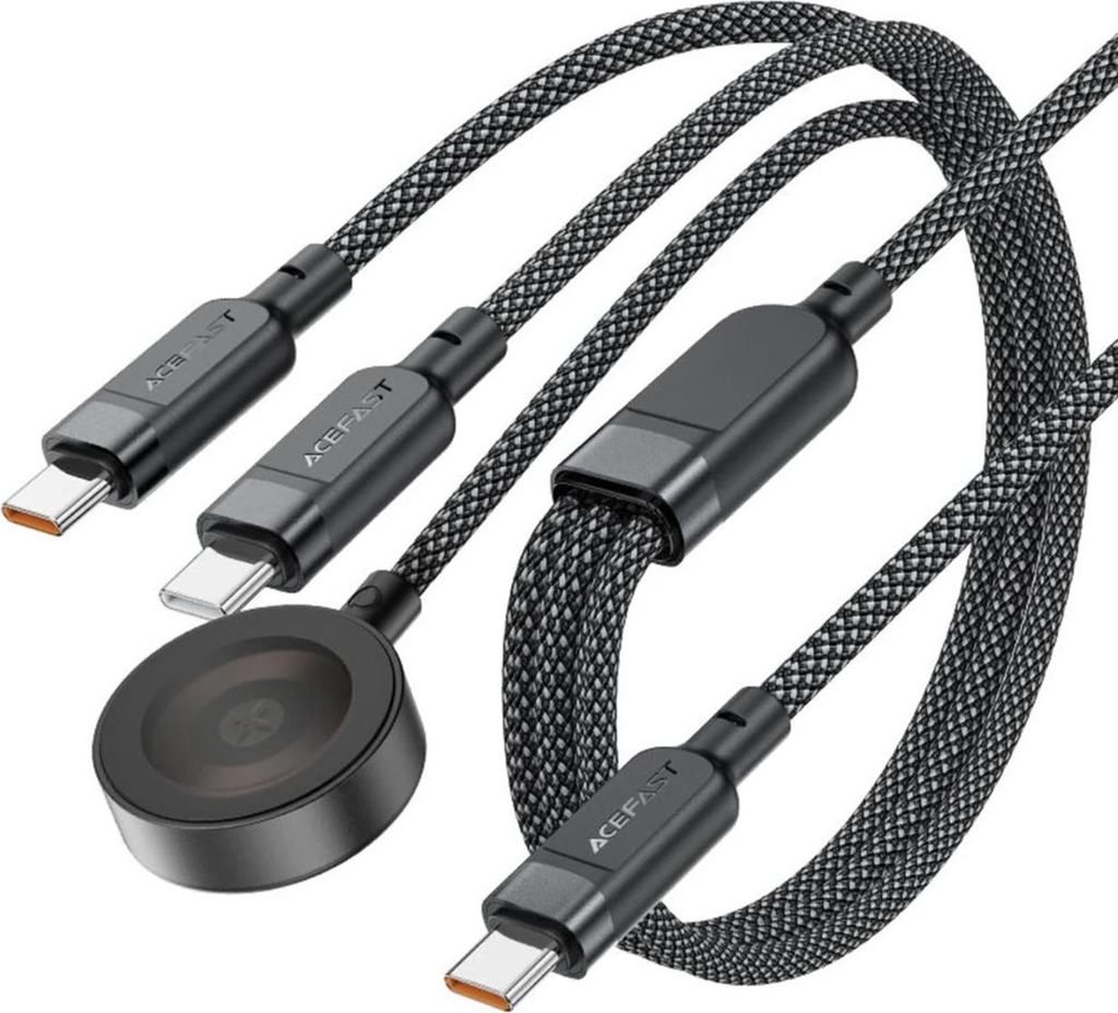 Multifunkčný kábel 3 v 1, 100 W, 1,2 m, čierny Obrázok produktu 