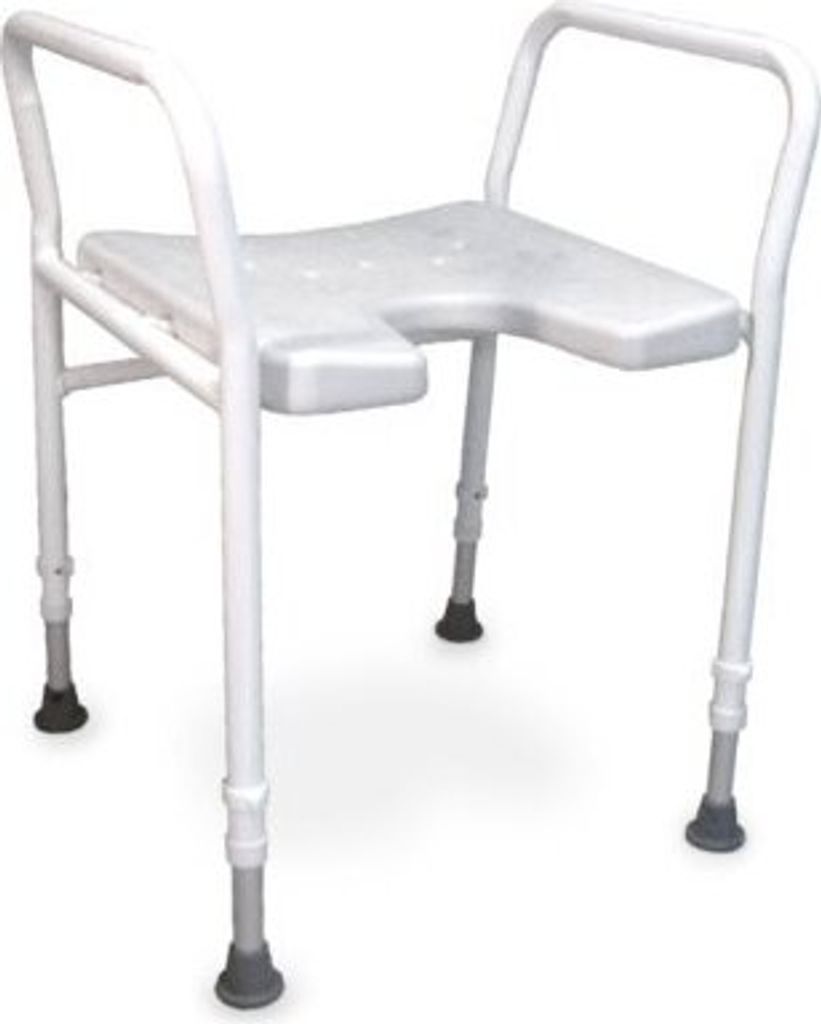 Duschhocker DS 130 ohne Lehne mit Armlehnen und Ausschnitt, Produktbild 
