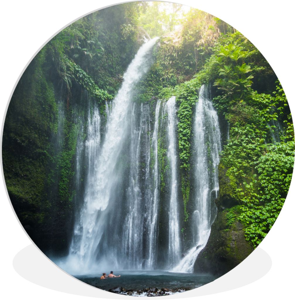 MuchoWow Rundes Wandbild - Runde Bilder Indonesien - Wasserfall - Berg Ø 60 cm Kreis Wanddekoration Kunststoff - Wandkreis - Wandschmuck - Wand ...