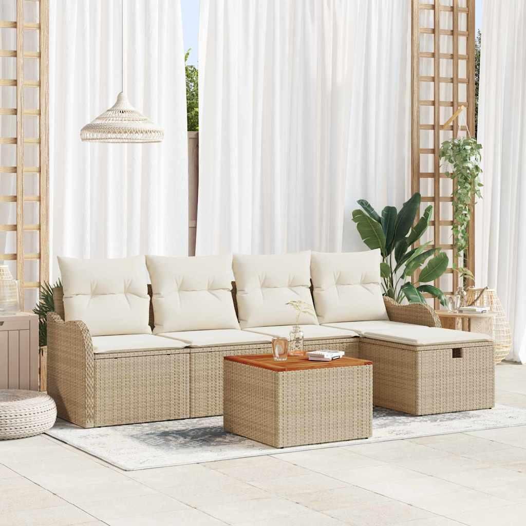 Maison Exclusive - Gartensofa-set mit Kissen mit Speicher 6 pcs Beige Poly Rattan