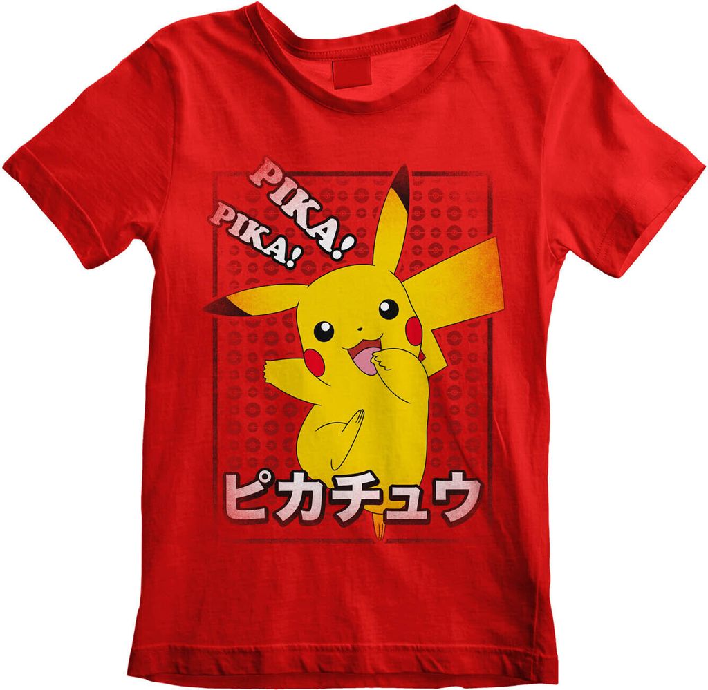 Pokemon - Pika Pika Japanese - Red T-Shirt - Größe 146