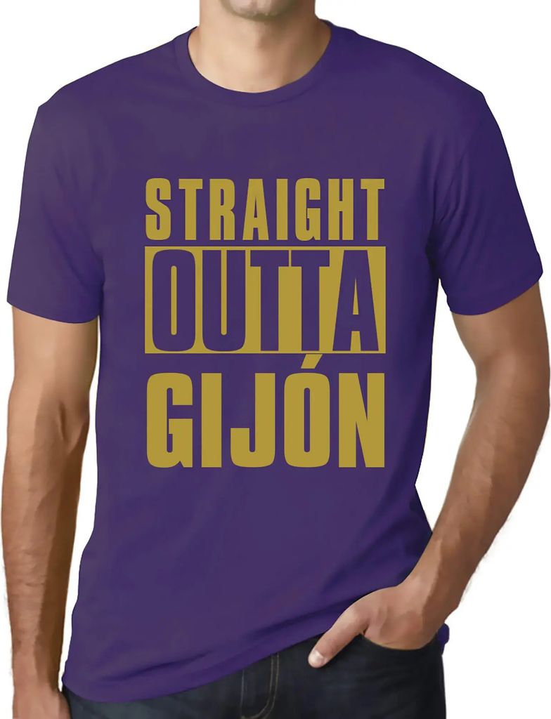 Herren Grafik T-Shirt Direkt aus Gijón – Straight Outta Gijón – Öko-Verantwortlich Vintage Jahrgang Kurzarm Lustige Druck Geburtstag Geschen...