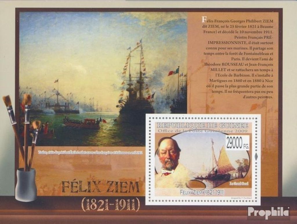 Briefmarken Guinea 2009 Mi Block 1760 (kompl. Ausgabe) postfrisch Gemälde von Felix Ziem (1821-1911)