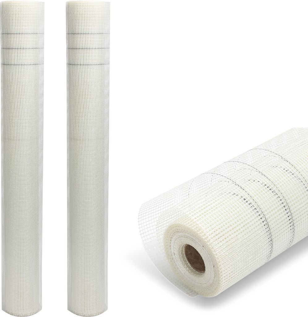 Aopunly 2 Rolle Armierungsgewebe 160g/m² 4x4mm Putzgewebe Glasfasergewebe Gewebe Weiß 100m²