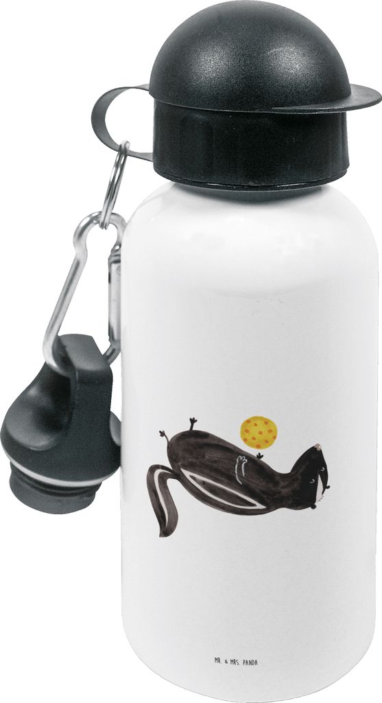 Mr. & Mrs. Panda Trinkflasche Stinktier Ball - Weiß - Geschenk, Skunk, Getränkeflasche, Raubtier, Kinder, Weisheit, Wildtier, Kindergarten, Versp...