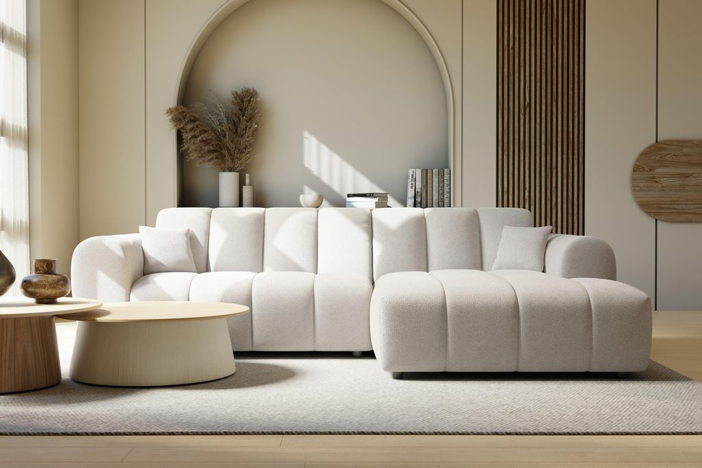 LetSit Ecksofa Rocco L Egon, Loungesofa zum Entspannen, Ecksofa L Form, Polstersofa, Bequemes Couch mit Ottomane für Wohnzimmer, Hellbeige, Rechts