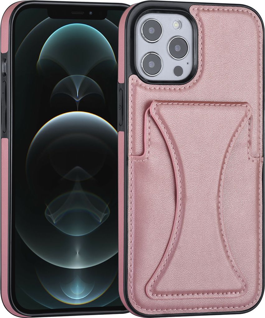 iPhone 12 Pro Max Back cover case - Card holder - Multifunctional Handstrap - Pink