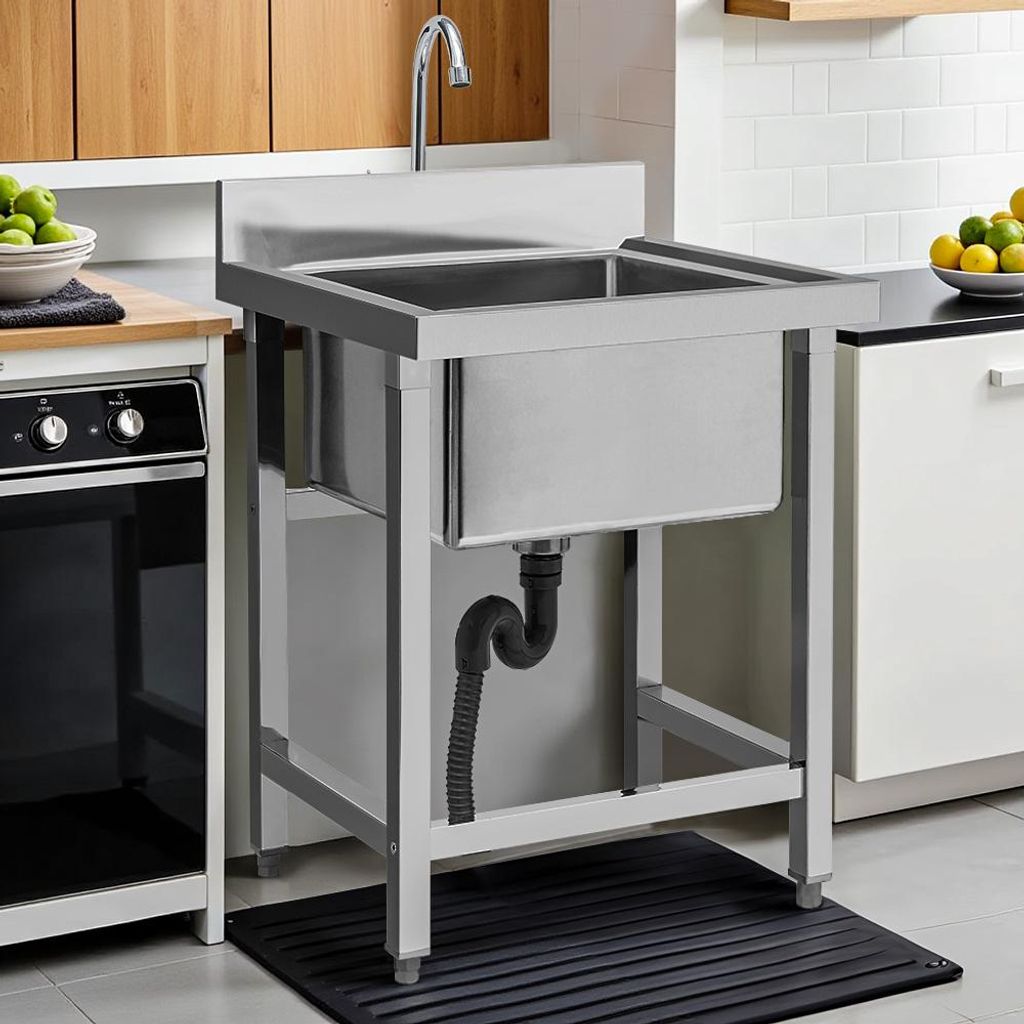 Freistehende Edelstahl Spültisch Gastrospüle 1 Becken 60 x Produktbild 
