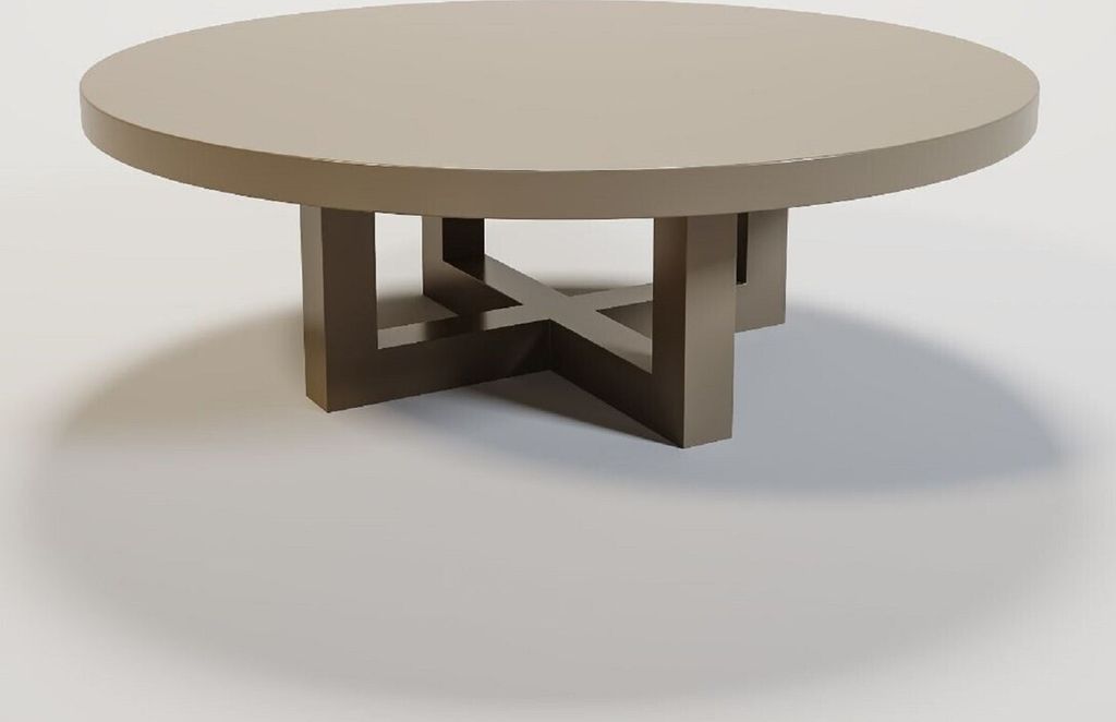 Casa Padrino Luxus Couchtisch Matt Taupe Ø 120 x H. 40 cm - Runder Massivholz Wohnzimmertisch - Luxus Massivholz Wohnzimmer Möbel