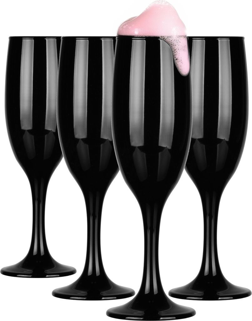 GLASMARK schwarze Gläser Sektgläser 4-Set 150ml Große 4 Stück Champagner-Gläser Prosecco Champagnergläser - Hochwertige Qualität