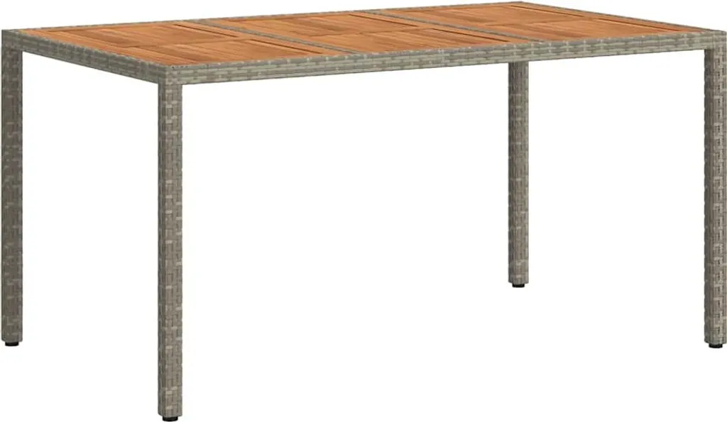 Table de Jardin en Poly Rotin Gris Résistant aux Intempéries 150x90 cm