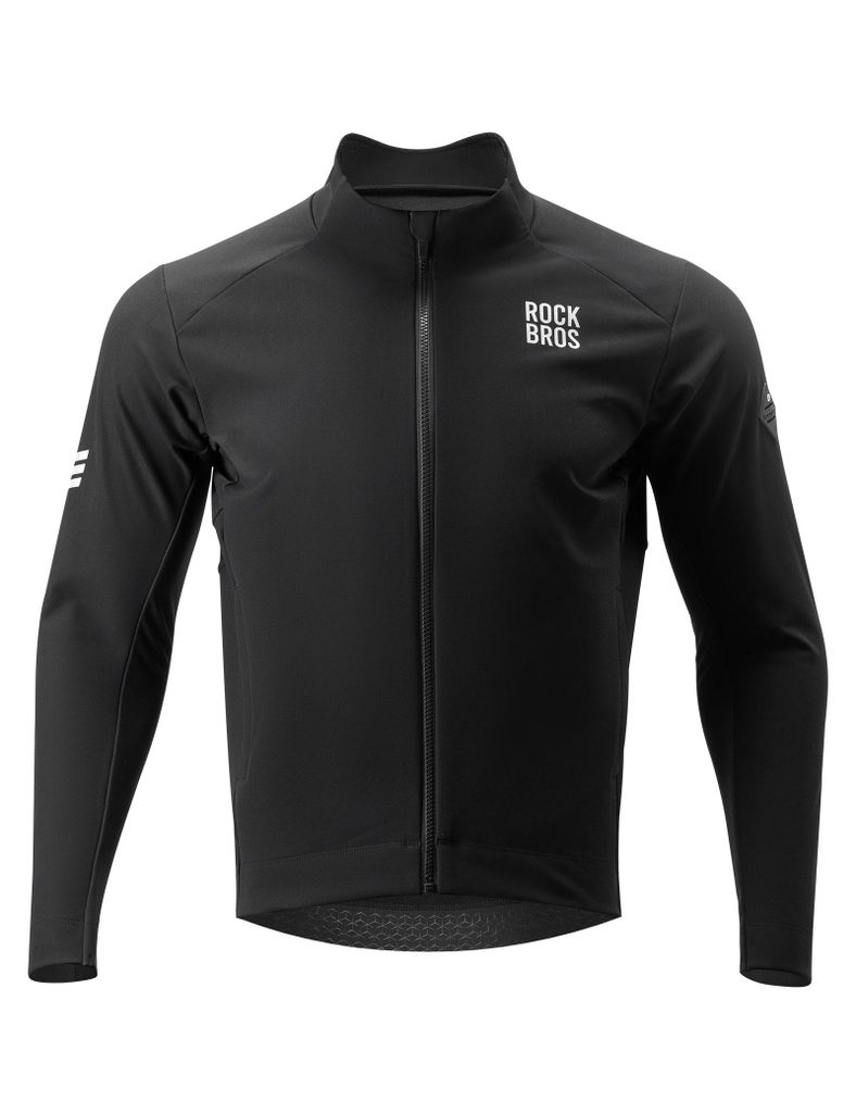 ROCKBROS Herren Windjacke Fahrradjacke Winter Fleece Winddicht Atmungsaktiv Softshelljack für Radsport MTB Laufen Schwarz EU Größe XL