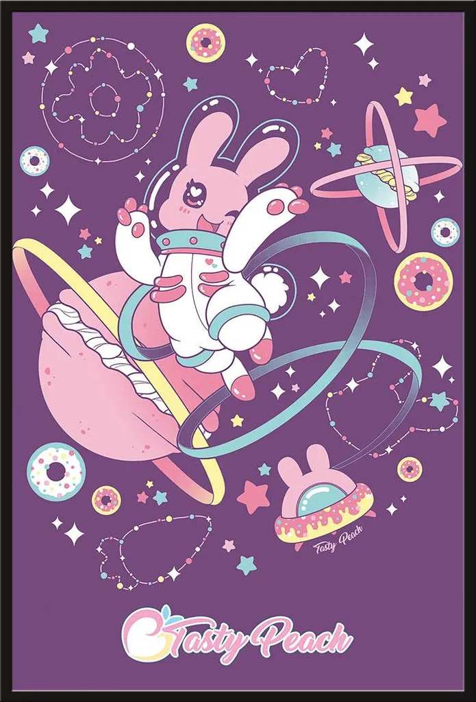 Affiche Chirii Tasty Peach sous cadre Shinsuke noir vitre acrylique