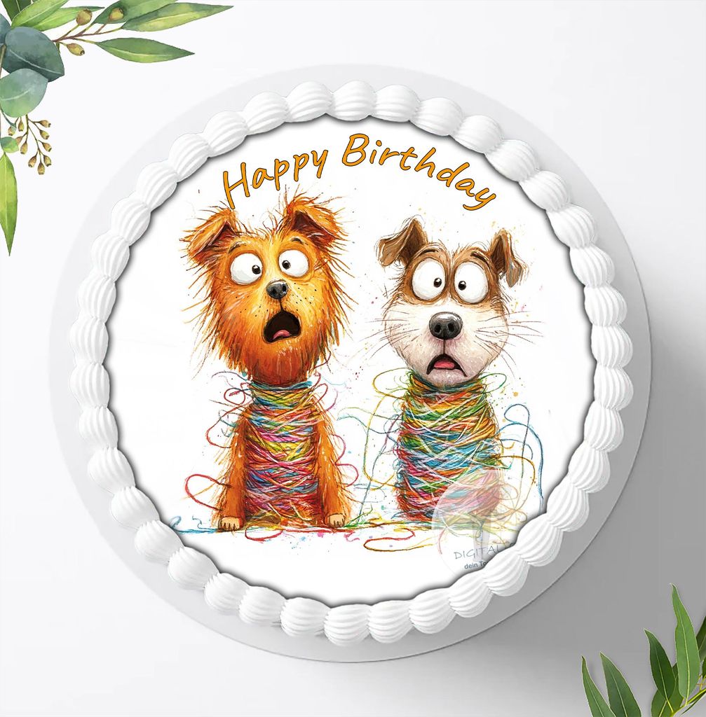 Für die Geburtstags Torte ein Tortenaufleger, Zuckerbild mit dem Motiv: Fellnasen, Essbares Foto für Torten, Fondant, Ø 20cm, 2398z