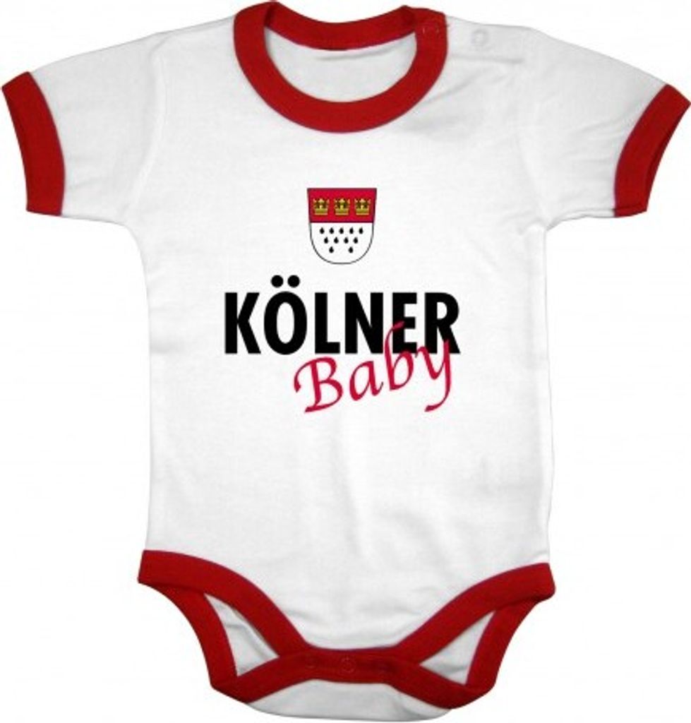 Babystrampler mit Print - Kölner Baby - 08324 weiß-rot - Gr. 0-24 Monate Größe - 18-24 Monate