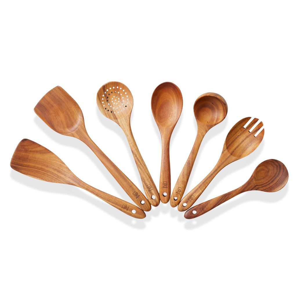 Bikolo® Houten Keukengerei Set 7-Delig - Houten Spatel - Productafbeelding 