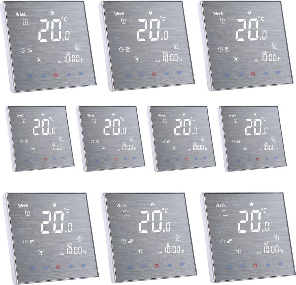 10X BTH-2000L-GA Digital LCD Raumthermostat für 5A Wasserheizung Fußbodenheizung Thermostat, Temperaturregler Wandthermostat Innenthermometer