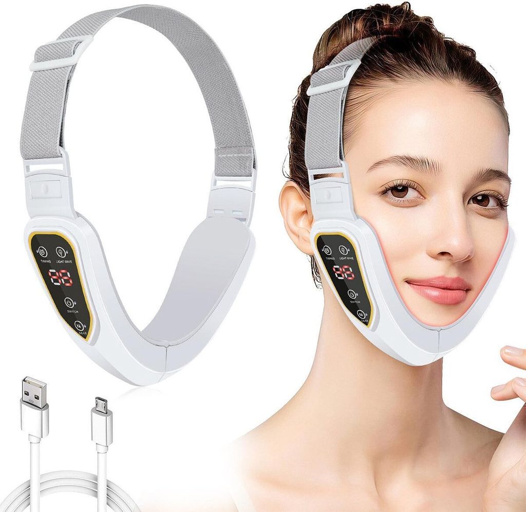 V-Gesicht anheben und festziehen Maske, Gesichtsformungsgerät mit Mikrovibrations Masseter Kinn Schönheitsgerät