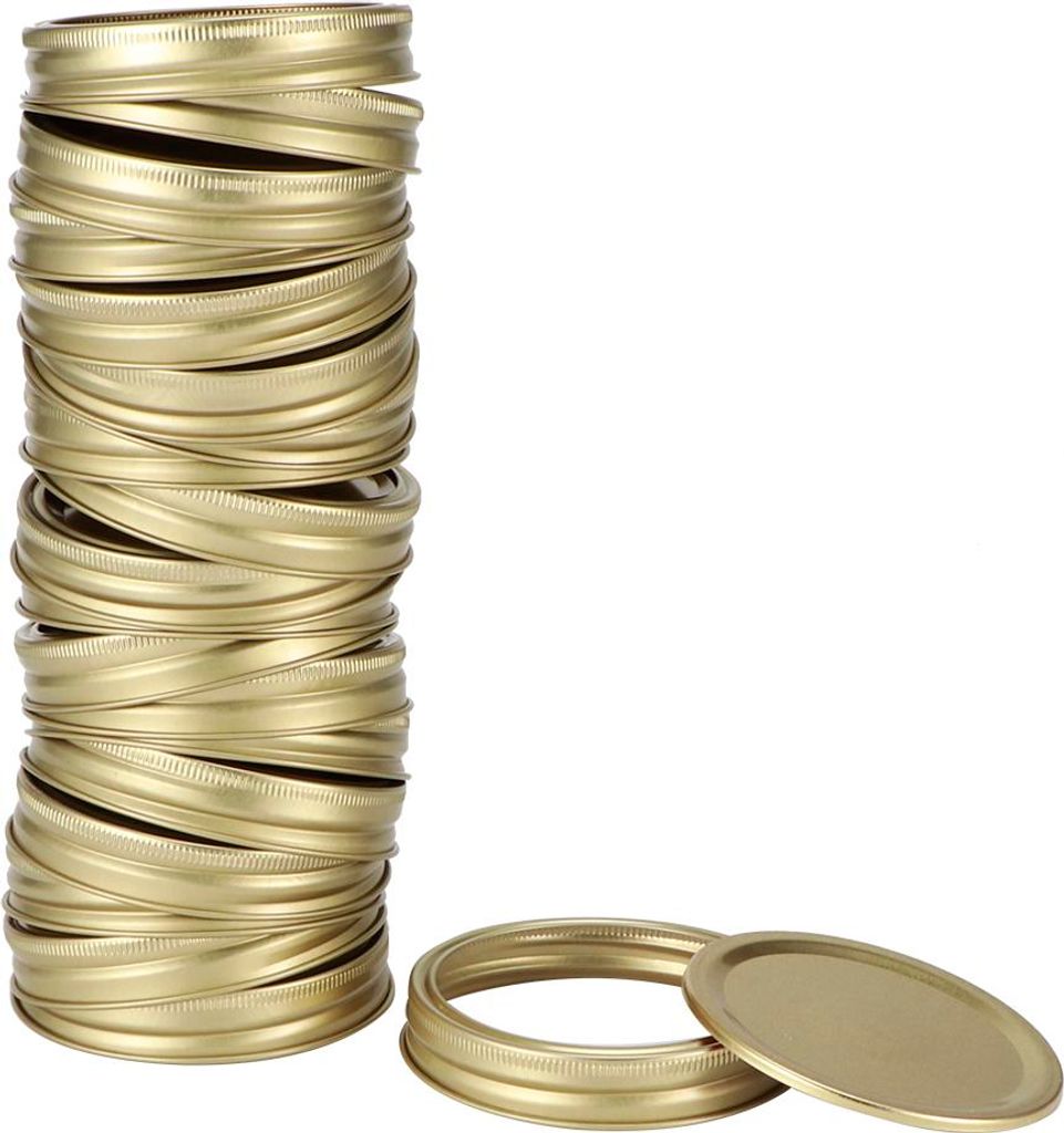 Edelstahl SplitType Mini Glas Jar Lids Container Abdichtung Deckel für Gewürz Honig Lagerung (20Pcs 70mm Gold kreisförmigen Ring + Deckel Platte)