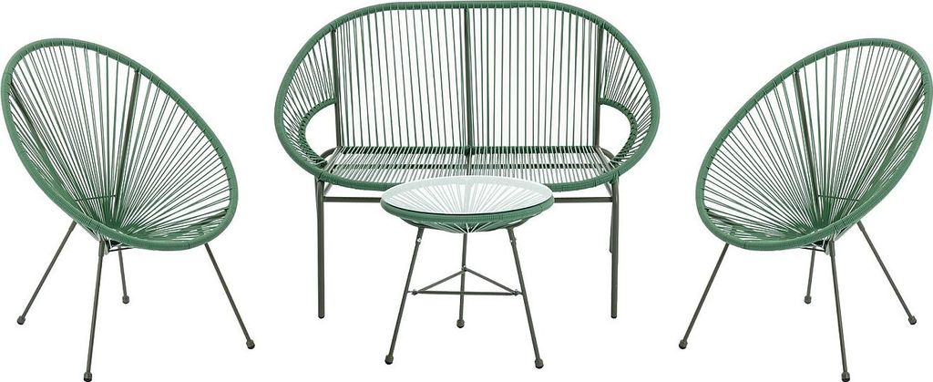 Gartenmöbel-Set aus Technorattan: 2 Sessel, Bank und Tisch – Khaki – ALIOS III der Marke MYLIA
