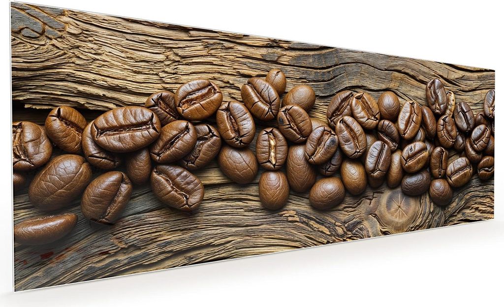 Küchenrückwand Spritzschutz Glas mit Motiv Kaffeebohnen Holz 40 x 40 cm