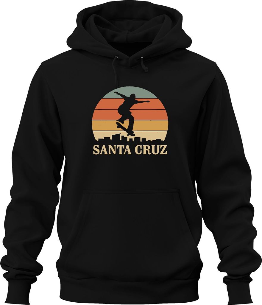Santa Cruz Skateboard Skater Retro Sonnenuntergang Vintage Strand Uni Hoodie Kapuzenpullover, Schwarz, XXL