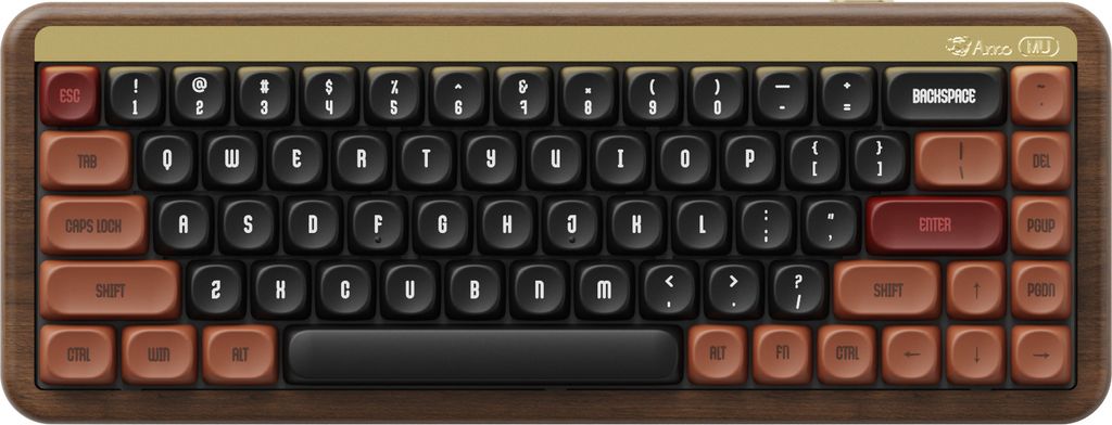 Akko MU01 Mechanische Gaming-Tastatur mit Walnuss-Holzgehäuse, QWERTY US Layout, Autumn, Rosewood Switch