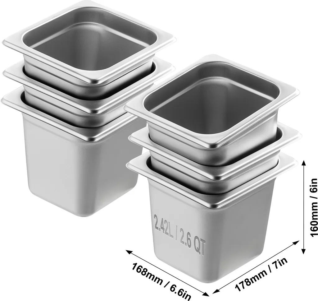 Set 6 Contenitori SucceBuy 1/6 GN per Tavolo a Vapore e Buffet - 8