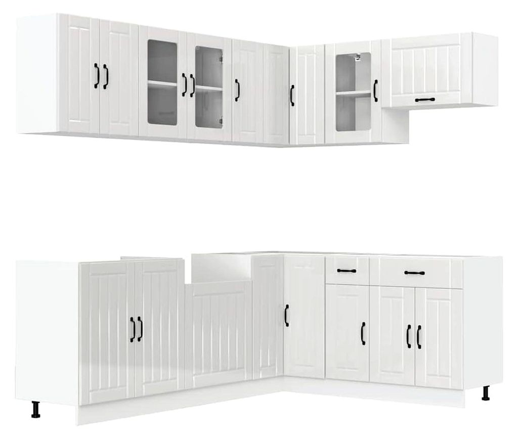 11-teiliges Küchenschrank-Set Lucca Hochglanz-Weiß Holzwerkstoff