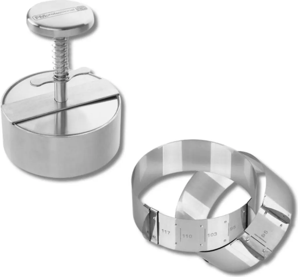 FM Professional Ensemble de 2 Pièces pour Hamburger avec Presse et Anneau