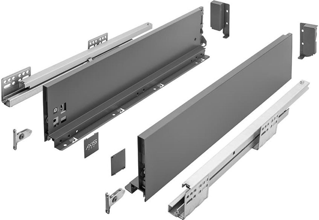 Schubkastensystem Anthrazit Touch to Open Schubladensystem Vollauszug Unterflurführung 450mm 120mm