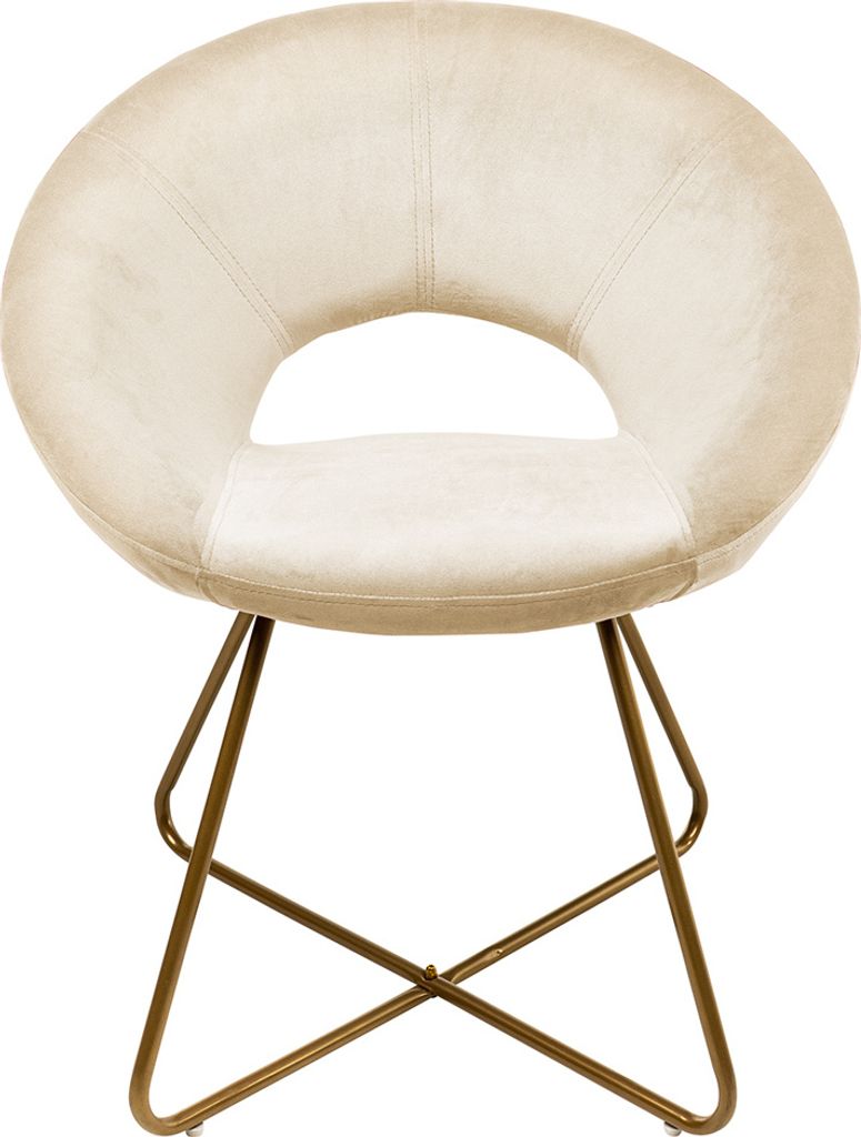 HOME DELUXE - Esszimmerstühle Samt SELESA inkl. Tisch MASEI - Farbe: Beige, Bezug: Samtstoff, Gestell: Gold, pulverbeschichet, max. 120 kg I Runds...