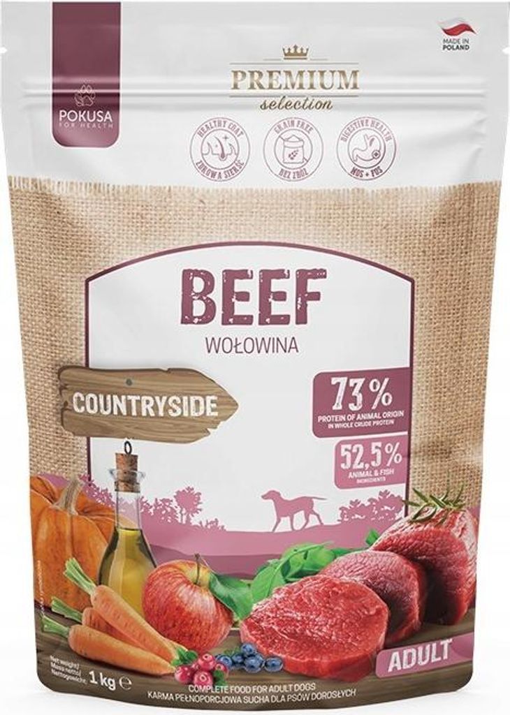 POKUSA - Rind - 1kg - Trockenfutter für ausgewachsene Hunde