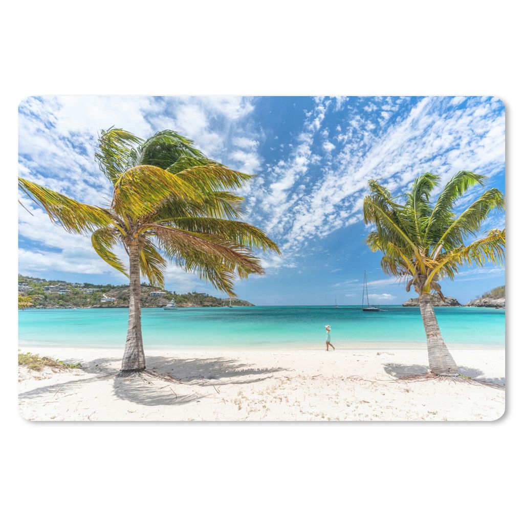 MuchoWow Schreibtischunterlage Strand - Palmen - Wolken 60x40 cm - XXL Mauspad - Großes Mauspad