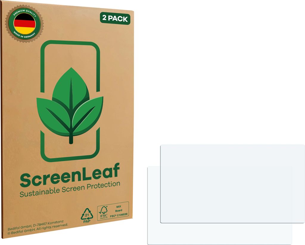 2x ScreenLeaf Schutzfolie für Tablets mit 16.5 cm (6.5 Zoll) Displays 143 x 78 mm nachhaltiger Displayschutz Display Schutz Folie Klar Transparent