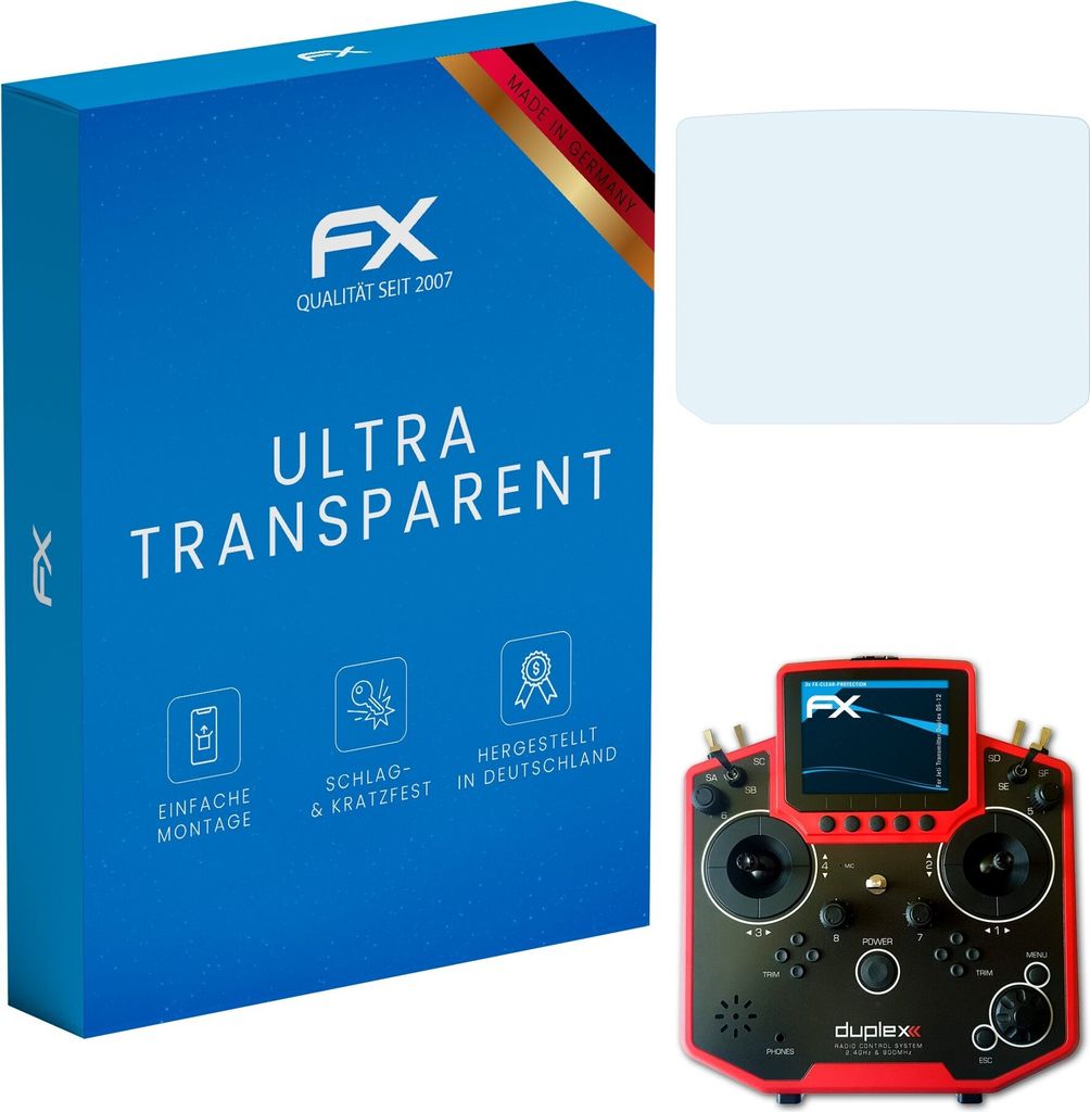 atFoliX FX-Clear 3x Schutzfolie kompatibel mit Jeti Transmitter Duplex DS-12 Displayschutzfolie