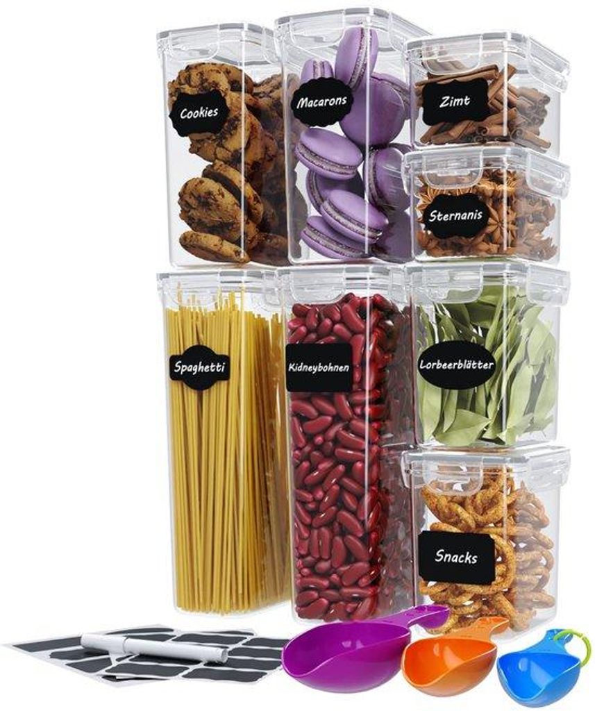 WELLGRO Aufbewahrungsboxen-Set mit Etiketten, Kreidestift Produktbild 