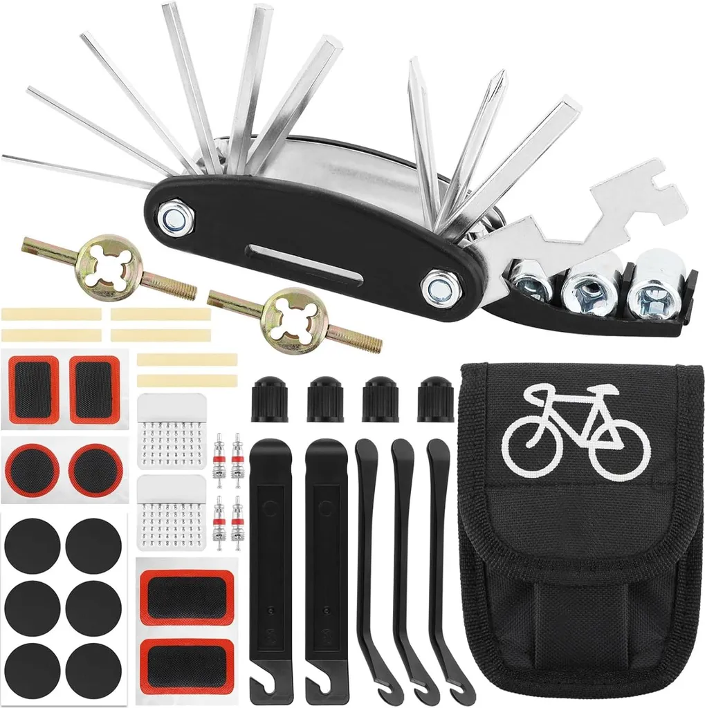 Kit d'outils vélo de route 16 en 1 avec sacoche de réparation de pneus