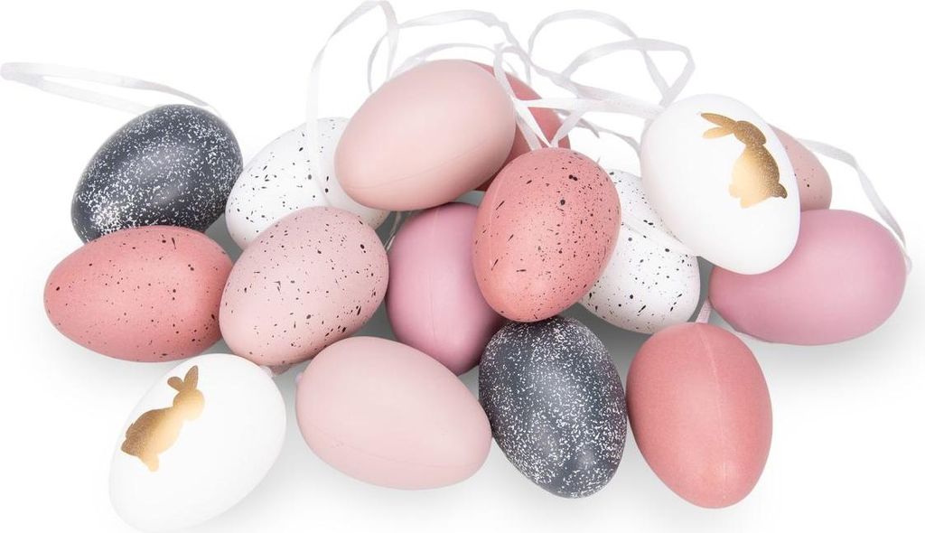 16x Ostereier zum Aufhängen – Kunststoffeier -Ostereier mit Muster – Osterdeko für Innen & Außen – Hängedeko für Osterstrauch – Frühl...