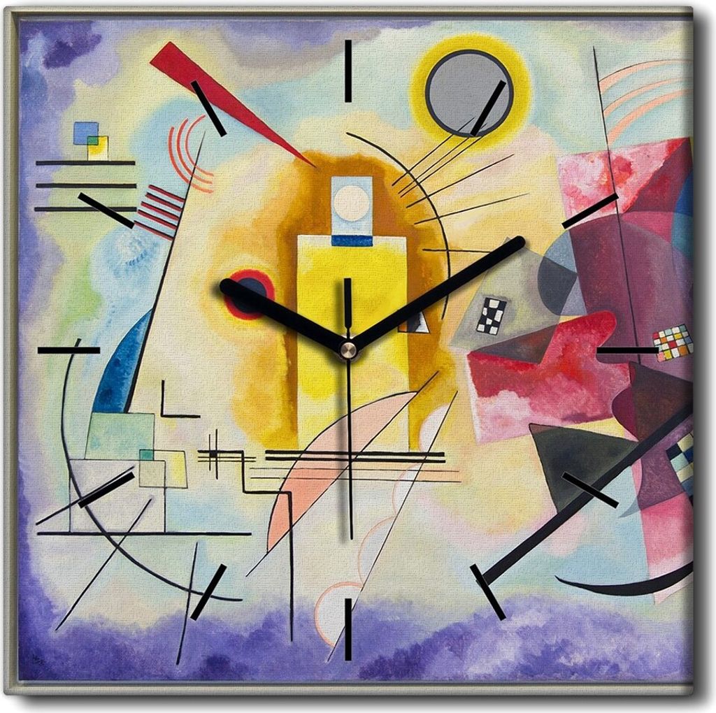 Coloray Uhr auf Leinwand 30x30 cm Wand Uhr Dekoration Wohnzimmer Segeltuch schwarze Hände -Abstraktion Kunstkunst
