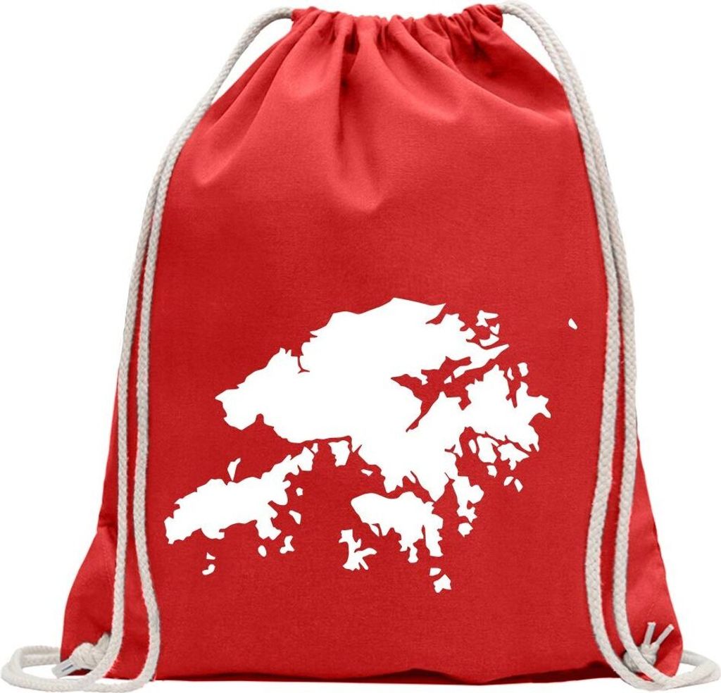 Kiwistar - Turnbeutel - rot - Hong Kong - HongKong - Fun Rucksack Sport Beutel Gymsack Baumwolle mit Ziehgurt