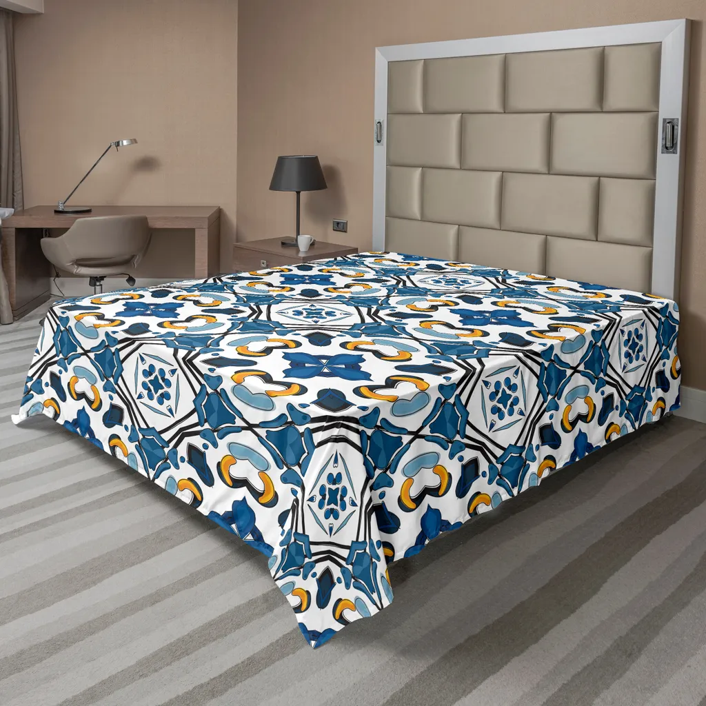 Lenzuolo ABAKUHAUS Piastrelle Portoghesi Blu Reale 244x205 cm Arredo