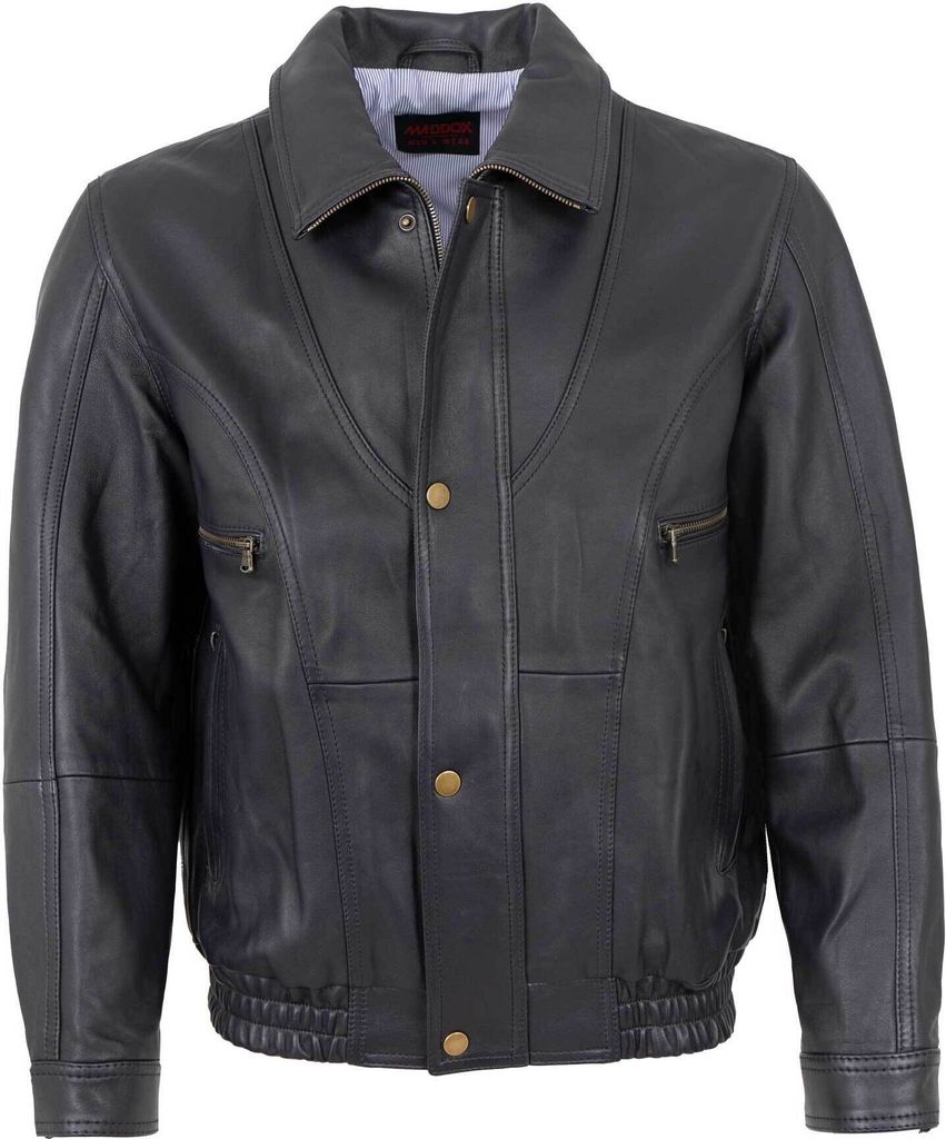 MADDOX - Herren Lederjacke Blouson Lammnappa marine : 58