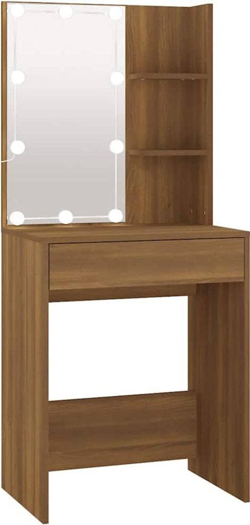 vidaXL Schminktisch mit LED Braun Eichen-Optik 60x40x140 cm