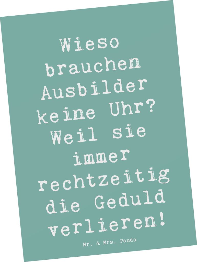 Mr. & Mrs. Panda Postkarte Spruch Ausbilder Geduld - Meeresbrise - Geschenk, Wissen, Mentor, handgefertigte Geschenke, Postkarten, Humor für, Beru...