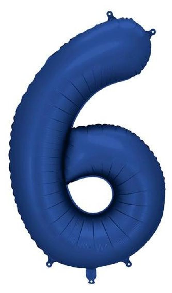 Folienballon Zahl ''6"', 86 cm, Marineblau, Satiniert Produktbild 