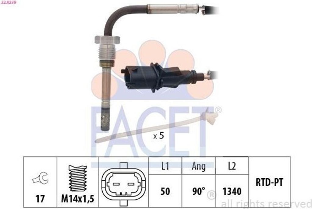 FACET 22.0239 Abgastemperatursensor für OPEL Corsa D Schrägheck (S07) M14x1,5