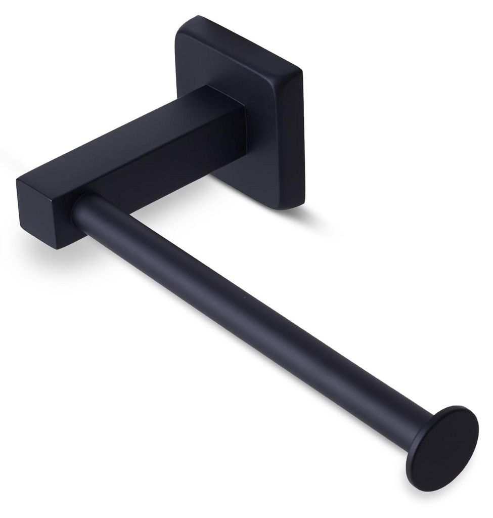 Toilettenpapierhalter zur Wandmontage, robust, für Badezimmer und Toilette, rostfrei, wasserdicht, quadratisch, schwarz